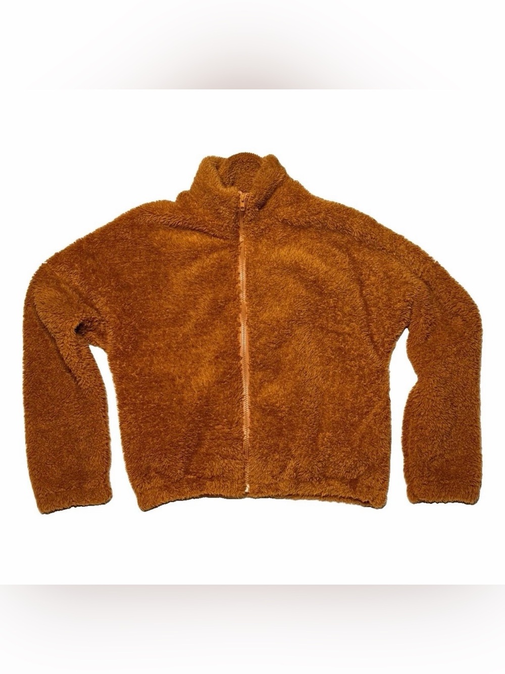 Fluffy Yarn Fleece Full-Zip Jacket Brown